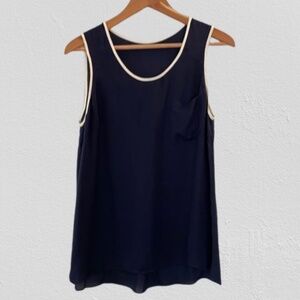 Timo Weiland Navy / Off White Silk Tank Top Sleeveless Blouse Women's 8